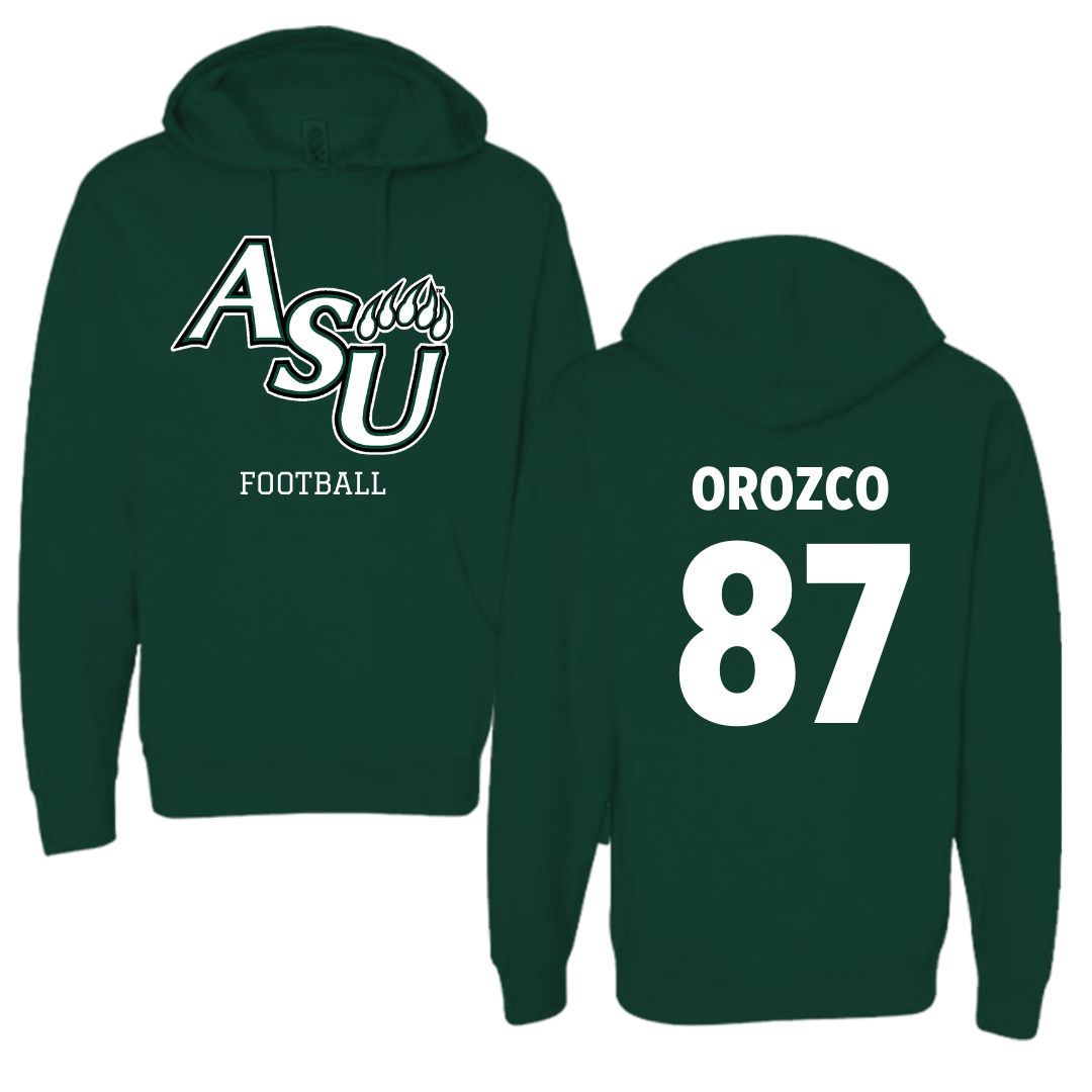 Adams State University Football Forest Green Block Hoodie - #87 Damien Orozco