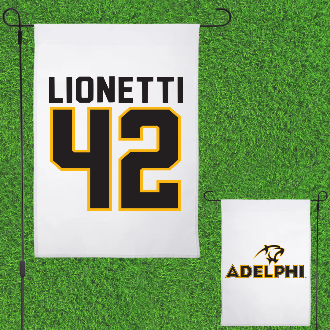 Adelphi University Lacrosse White Garden Flag - #42 Sonny Lionetti