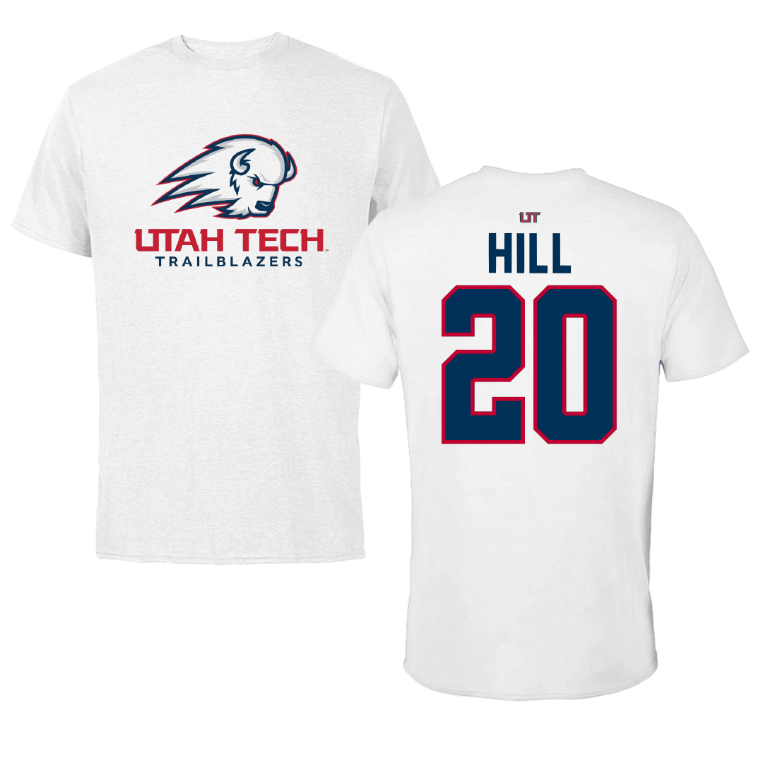 Utah Tech University Football White Performance Tee - #20 Jake Hill