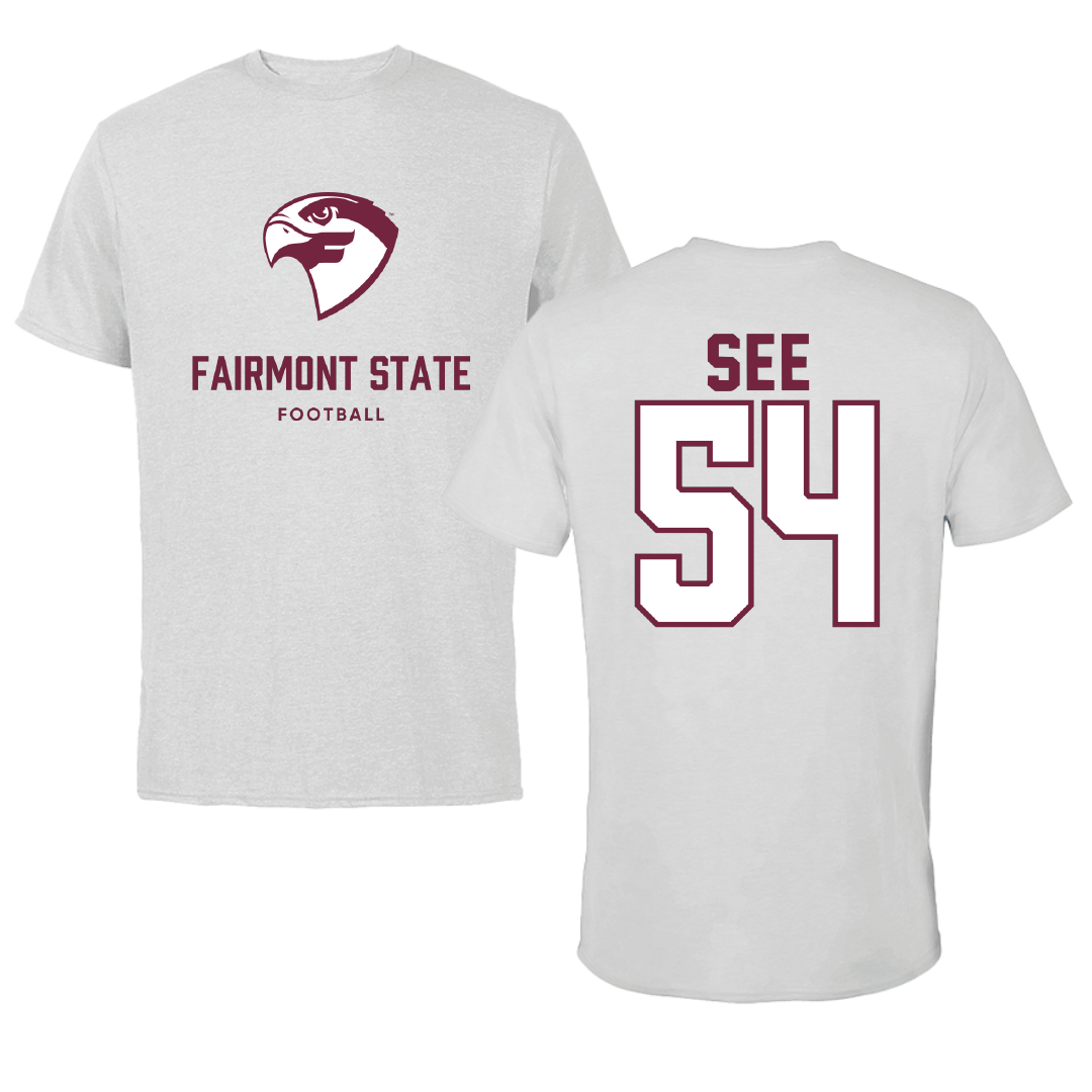 Fairmont State University Football Light Gray Tee - #54 Jaydon See