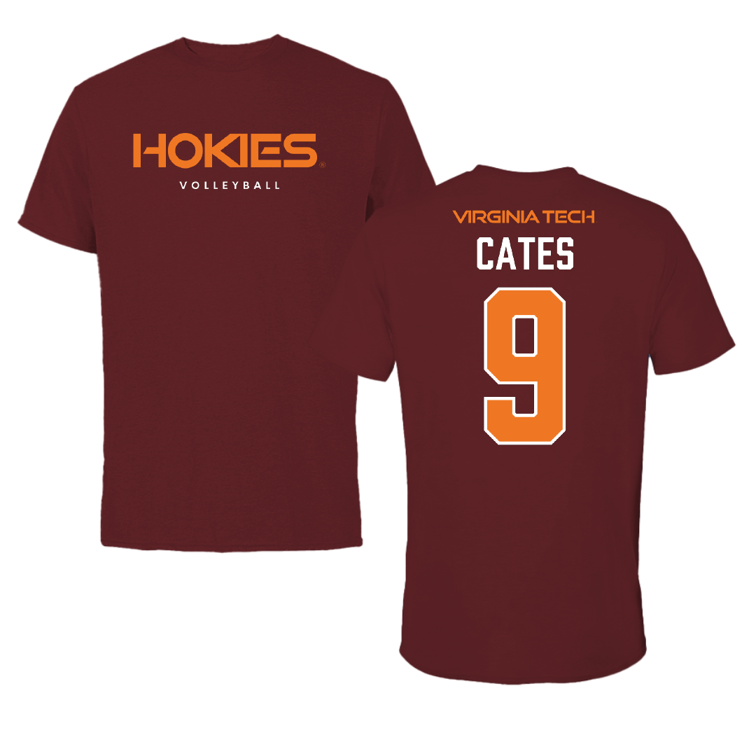 Virginia Tech Volleyball Maroon Tee - #9 Sierra Cates