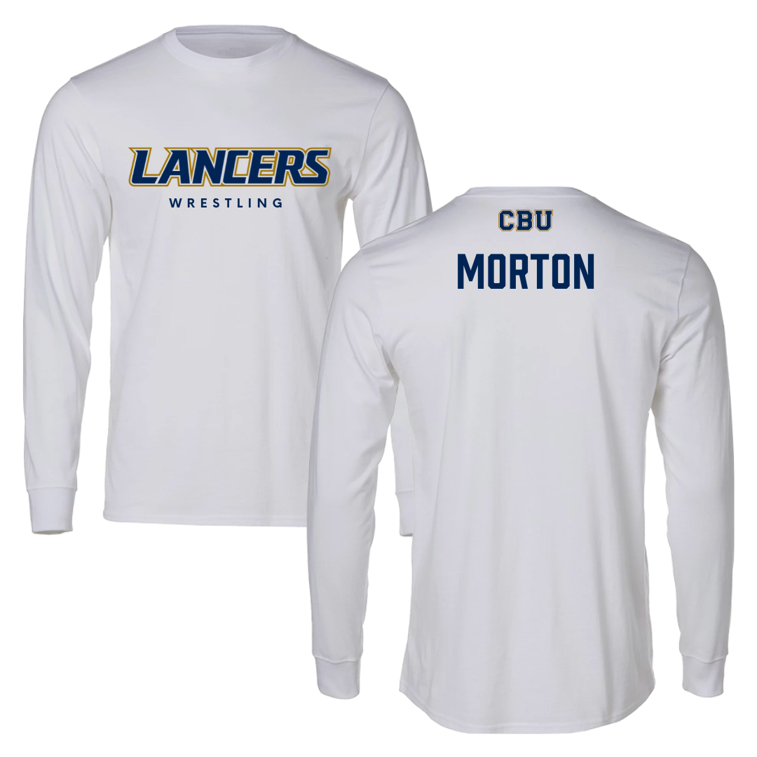 California Baptist University Wrestling White Long Sleeve - Drayden Morton