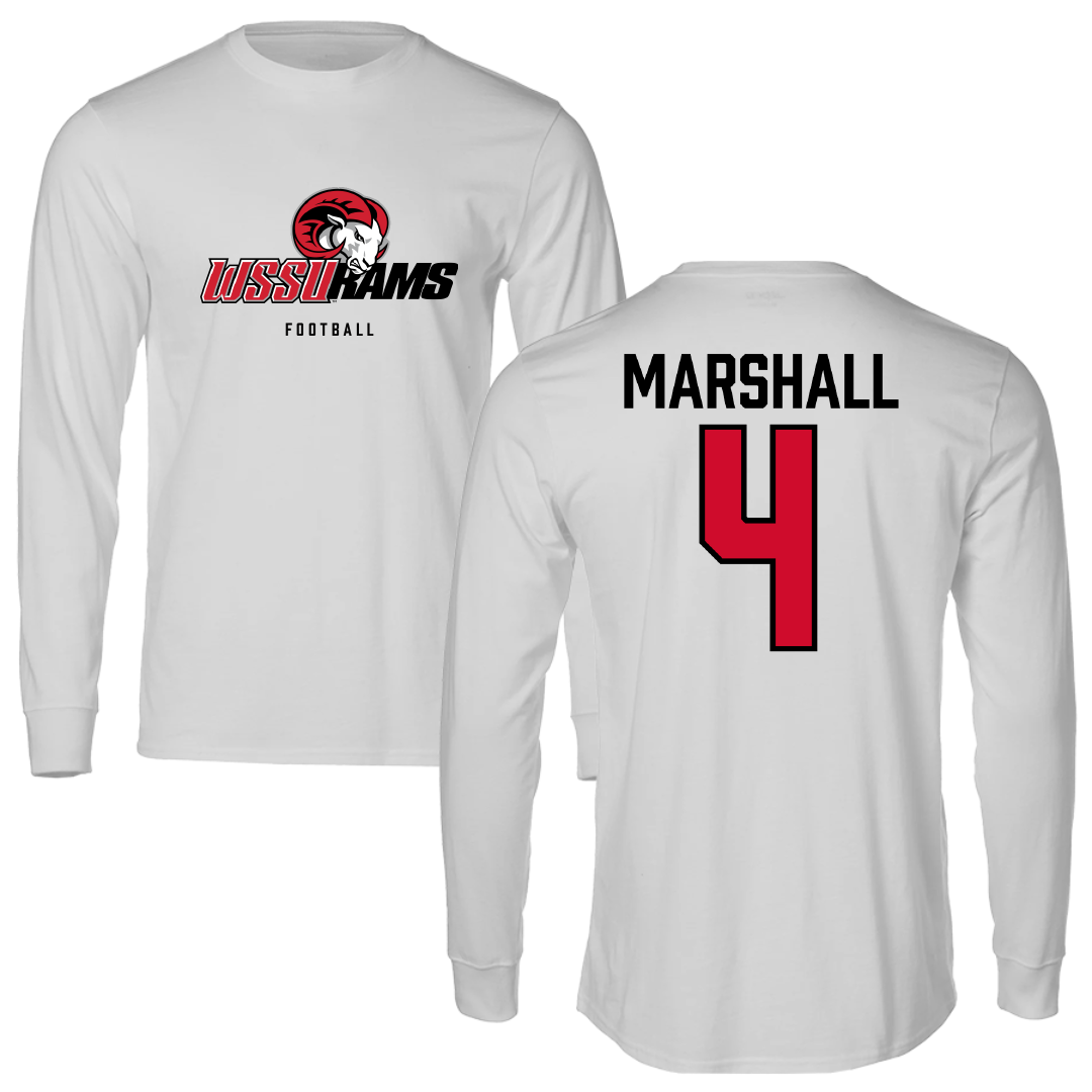 Winston-Salem State University Football Light Gray Long Sleeve - #4 Noah Marshall