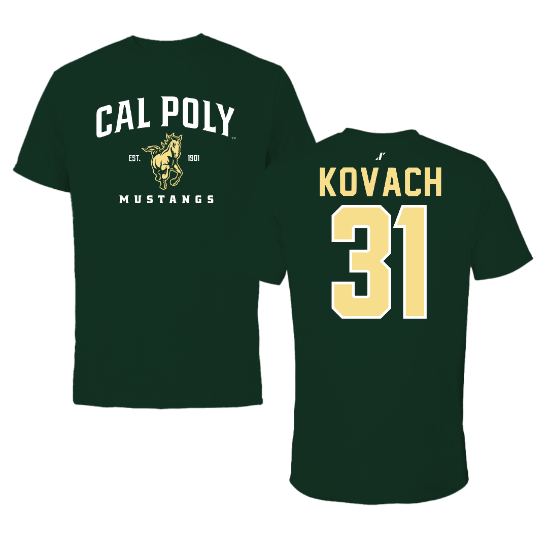 Cal Poly Baseball Forest Green General Tee - #31 Luke Kovach
