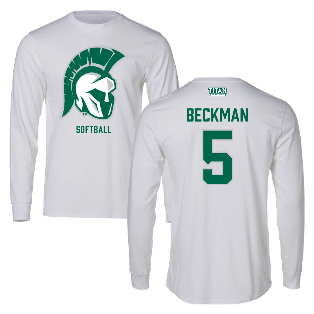 Illinois Wesleyan University Softball White Long Sleeve - #5 Anna Beckman