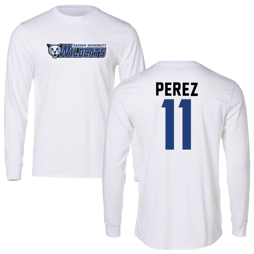 Daemen University Soccer White Performance Long Sleeve - #11 Emmanuel Perez