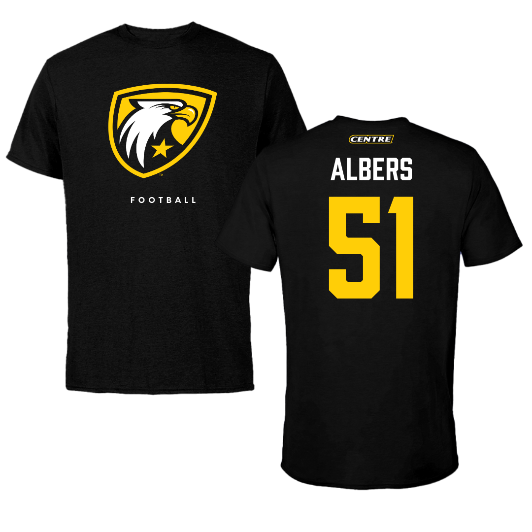 Centre College Football Black Tee - #51 Reed Albers