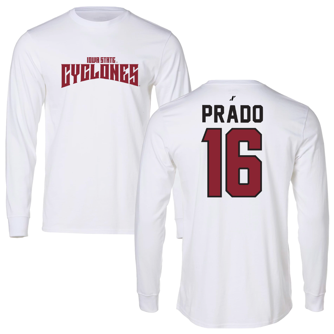 Iowa State University Softball White Classic Performance Long Sleeve - #16 Victoria Prado