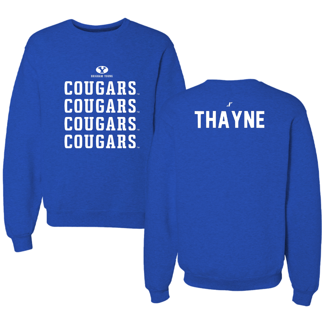 Brigham Young University Tennis Blue General Crewneck - Wally Thayne