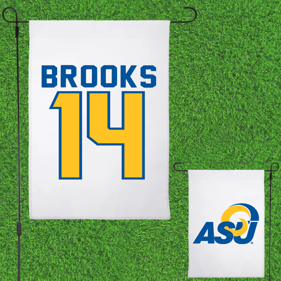 Angelo State University Baseball White Garden Flag - #14 Kannon Brooks
