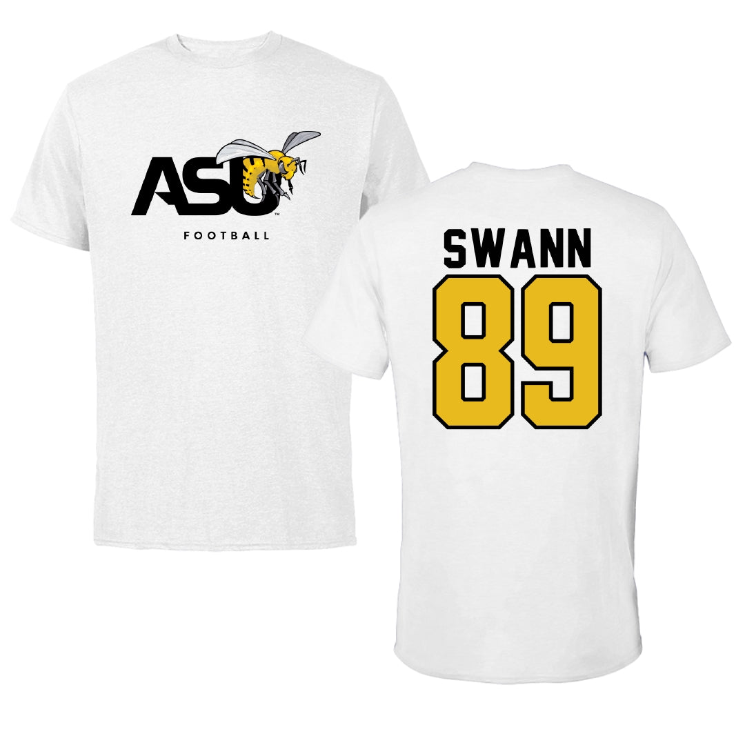 Alabama State University Football White ASU Tee - #89 Tyler Swann