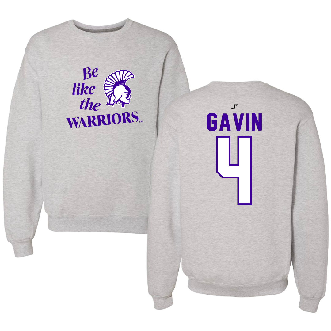 Winona State University Football Light Gray Be Like Us Crewneck - #4 Ty Gavin
