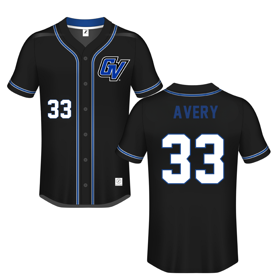 Grand Valley State University Black Button-Down Jersey - #33 Owen Avery