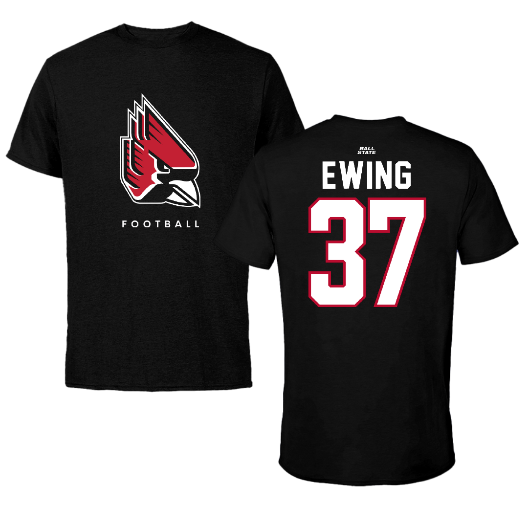 Ball State University Football Black Tee - #37 Ayden Ewing