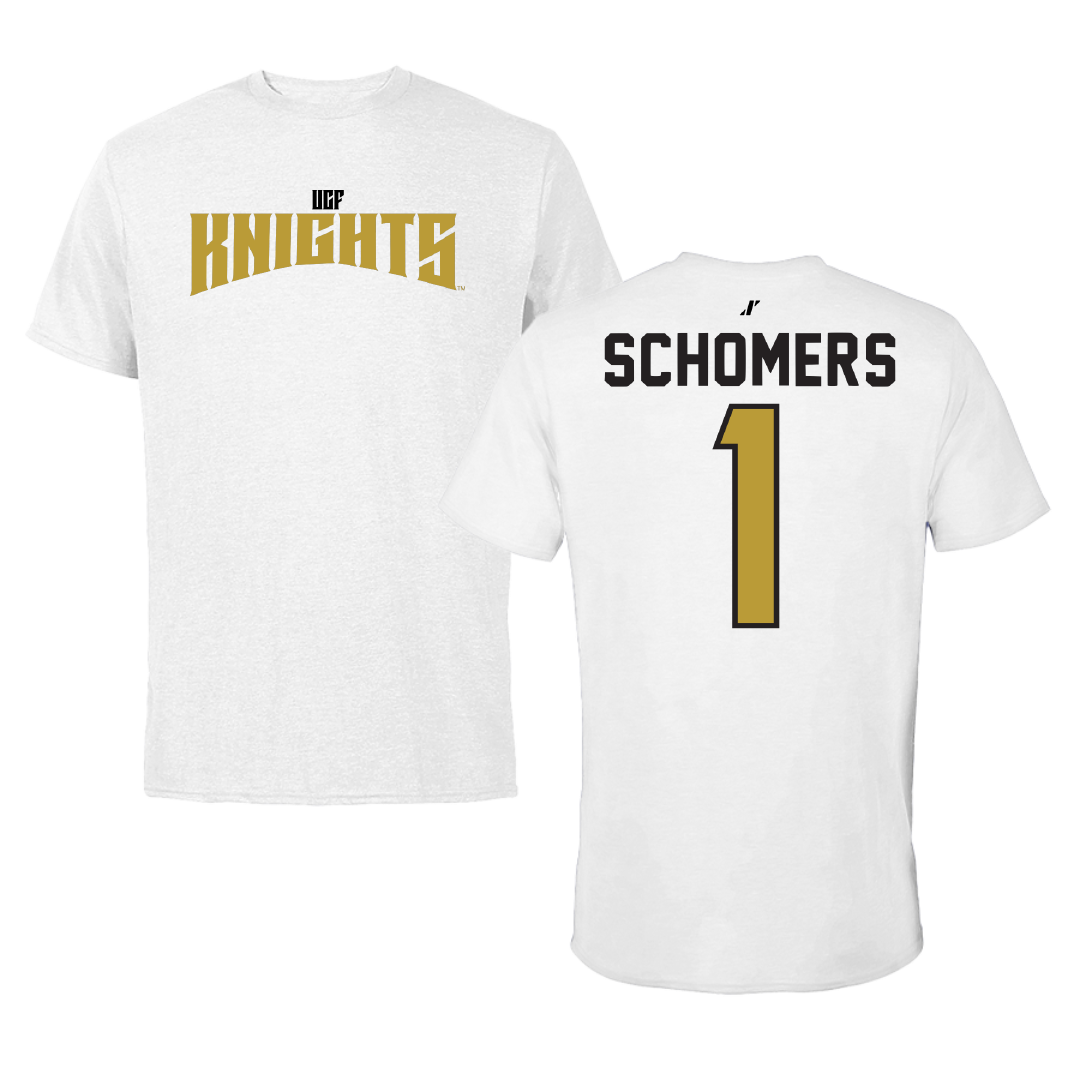 University of Central Florida Volleyball White Classic Performance Tee - #1 Abby Schomers