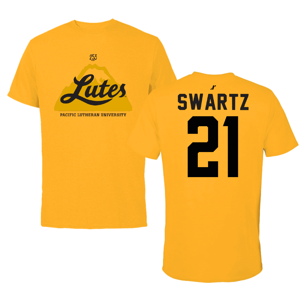 Pacific Lutheran University Baseball Gold General Performance Tee - #21 Kamryn Swartz