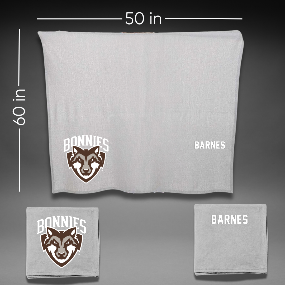 St. Bonaventure University Tennis Gray Blanket - Kelly Barnes