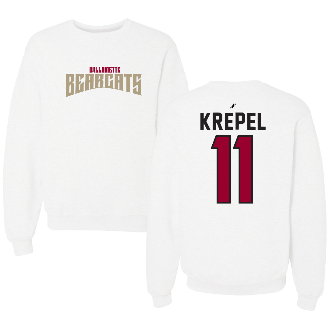 Willamette University Soccer White Classic Crewneck - #11 Patricia Krepel