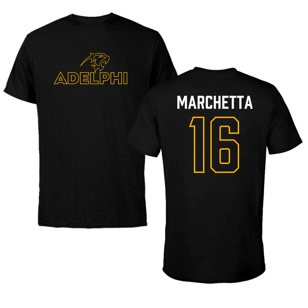Adelphi University Lacrosse Black Tee - #16 Madison Marchetta