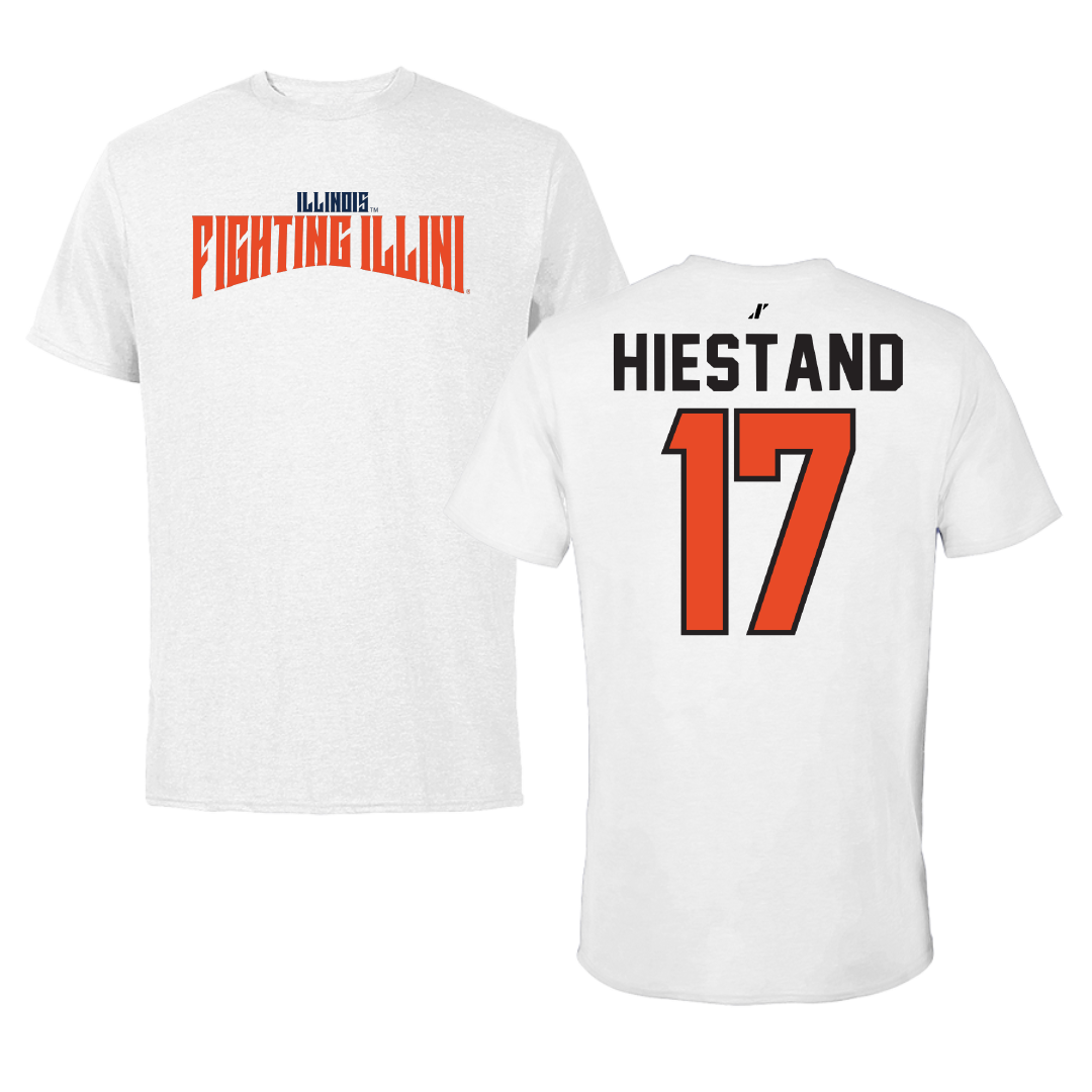University of Illinois Soccer White Classic Tee - #17 Sarah Hiestand