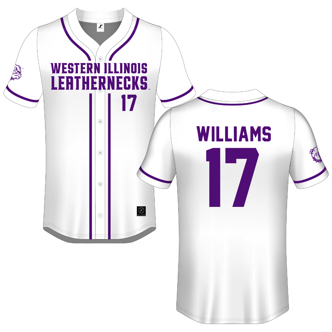 Western Illinois University White Button-Down Jersey - #17 Ali Williams