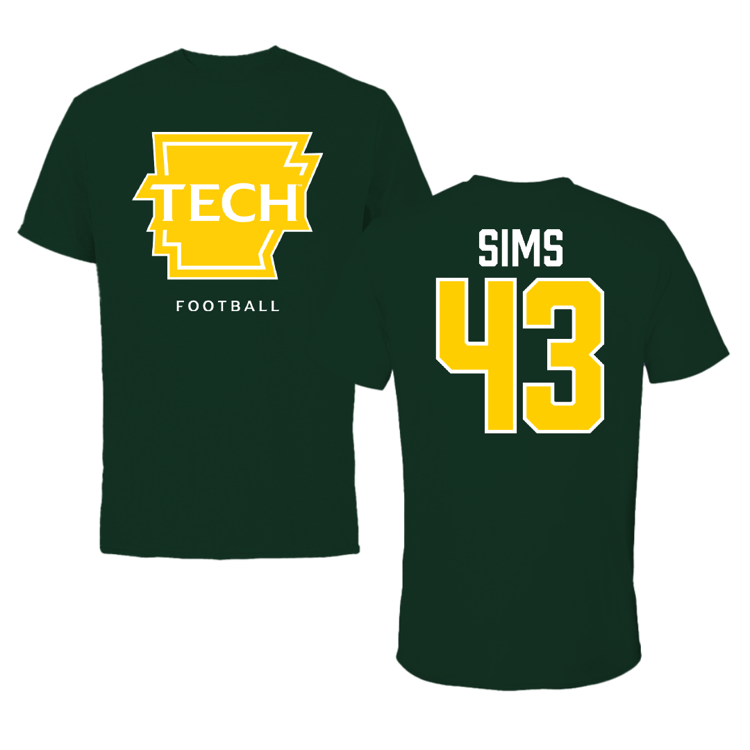 Arkansas Tech University Football Forest Green Tee - #43 Kyrone Sims