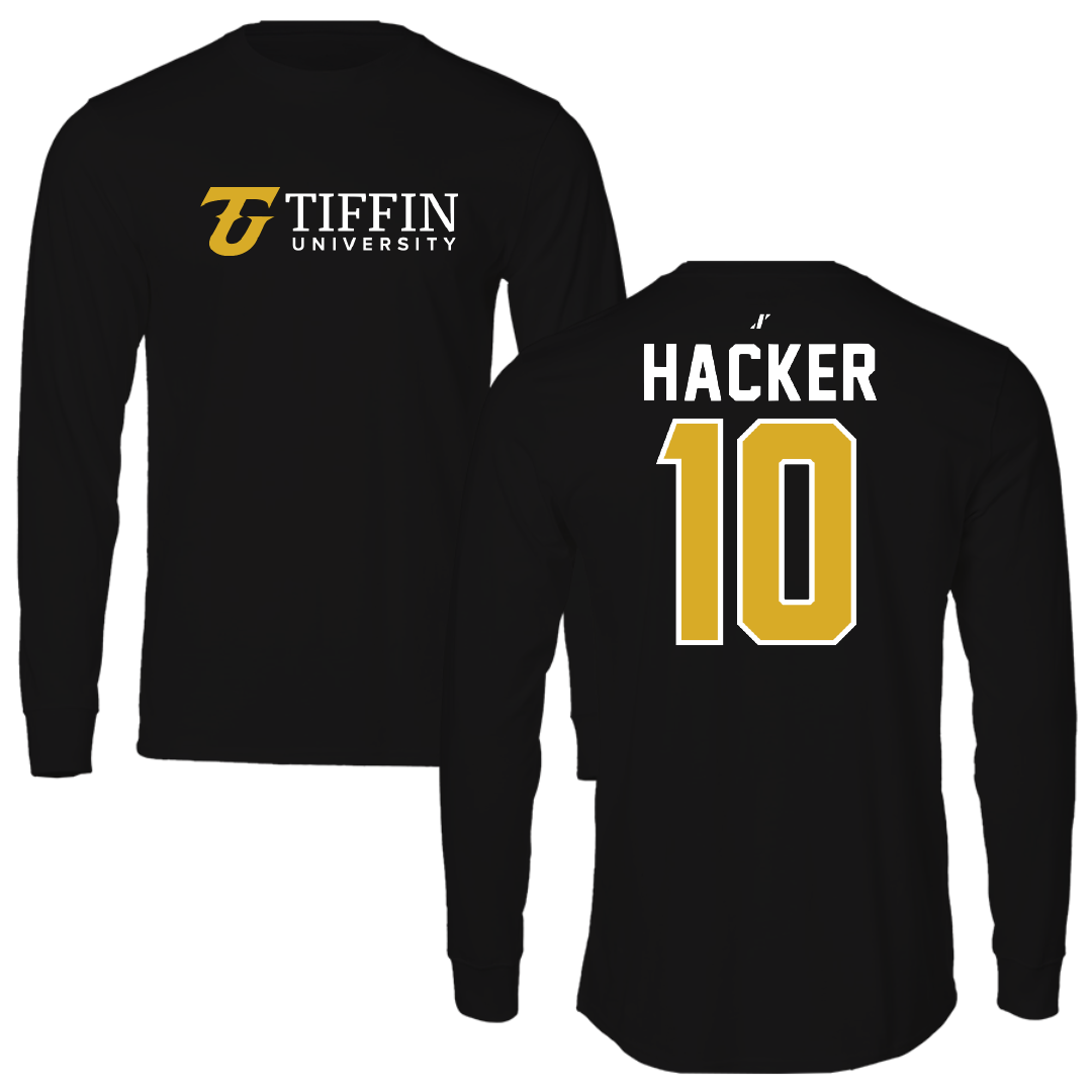 Tiffin University Football Black Performance Long Sleeve - #10 Trent Hacker