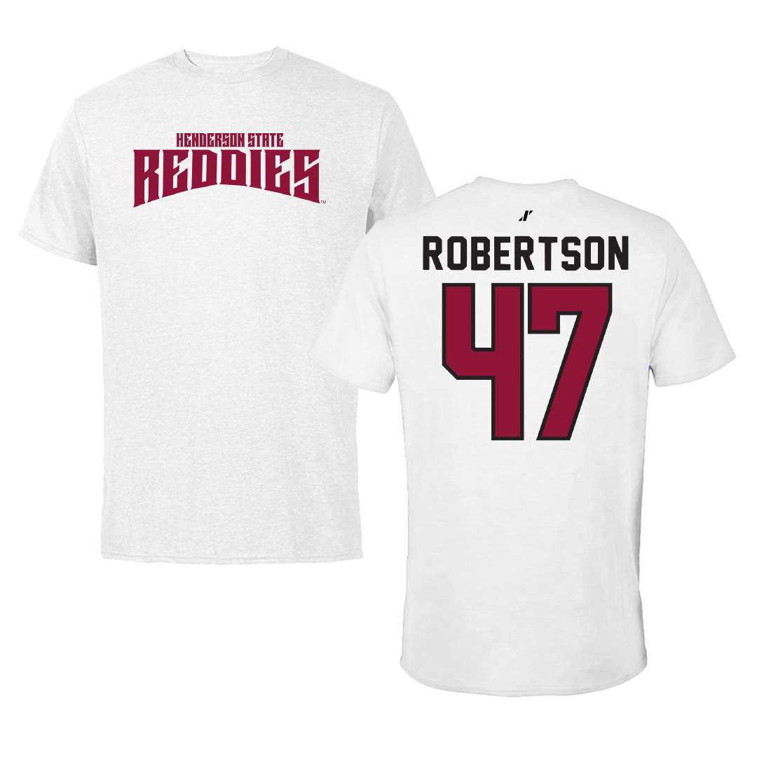 Henderson State University Football White Classic Performance Tee - #47 Axel Robertson
