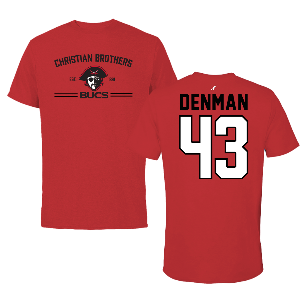 Christian Brothers University Baseball Red General Performance Tee - #43 Weber Denman