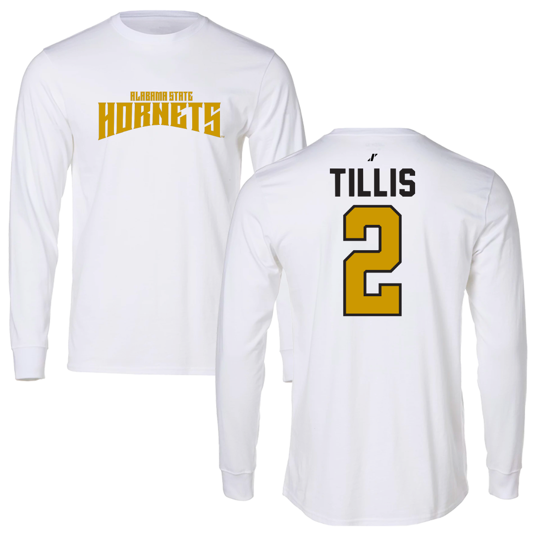 Alabama State University Basketball White Classic Performance Long Sleeve - #2 Ryin Tillis