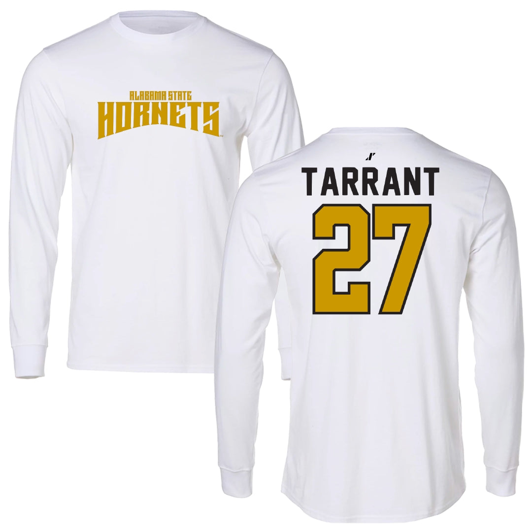 Alabama State University Football White Classic Performance Long Sleeve - #27 Eric Tarrant
