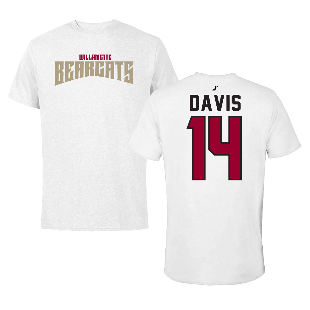 Willamette University Baseball White Classic Performance Tee - #14 Caden Davis