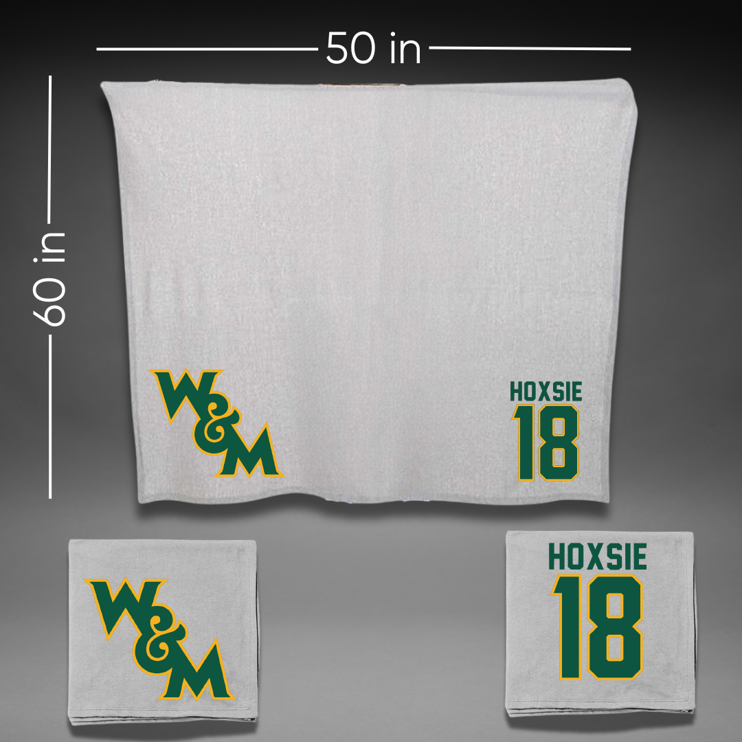 William & Mary Volleyball Gray Blanket - #18 Devereaux Hoxsie