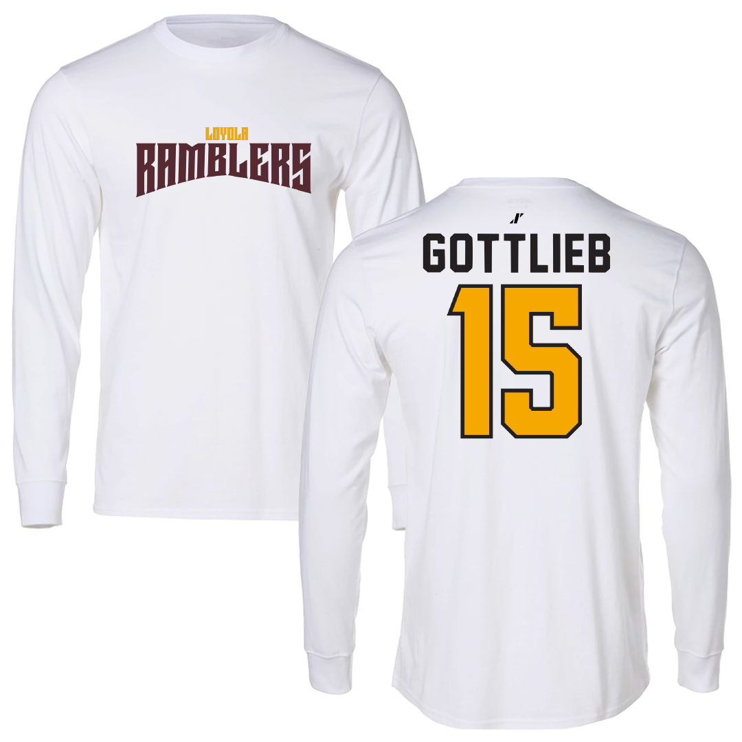 Loyola University-Chicago Volleyball White Classic Performance Long Sleeve - #15 Josh Gottlieb