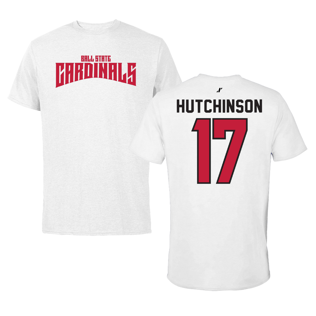 Ball State University Baseball White Classic Tee - #17 Connor Hutchinson