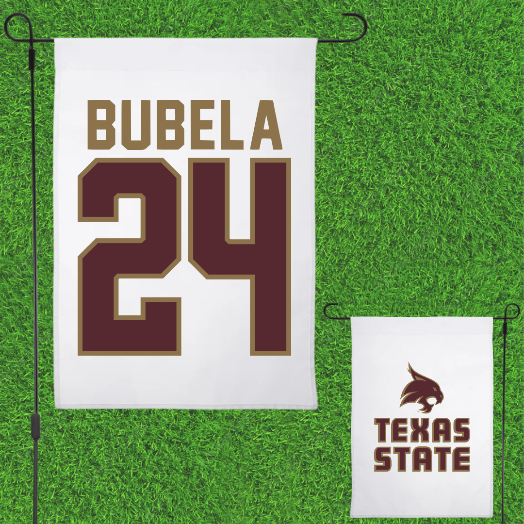 Texas State University Softball White Garden Flag - #24 Kate Bubela