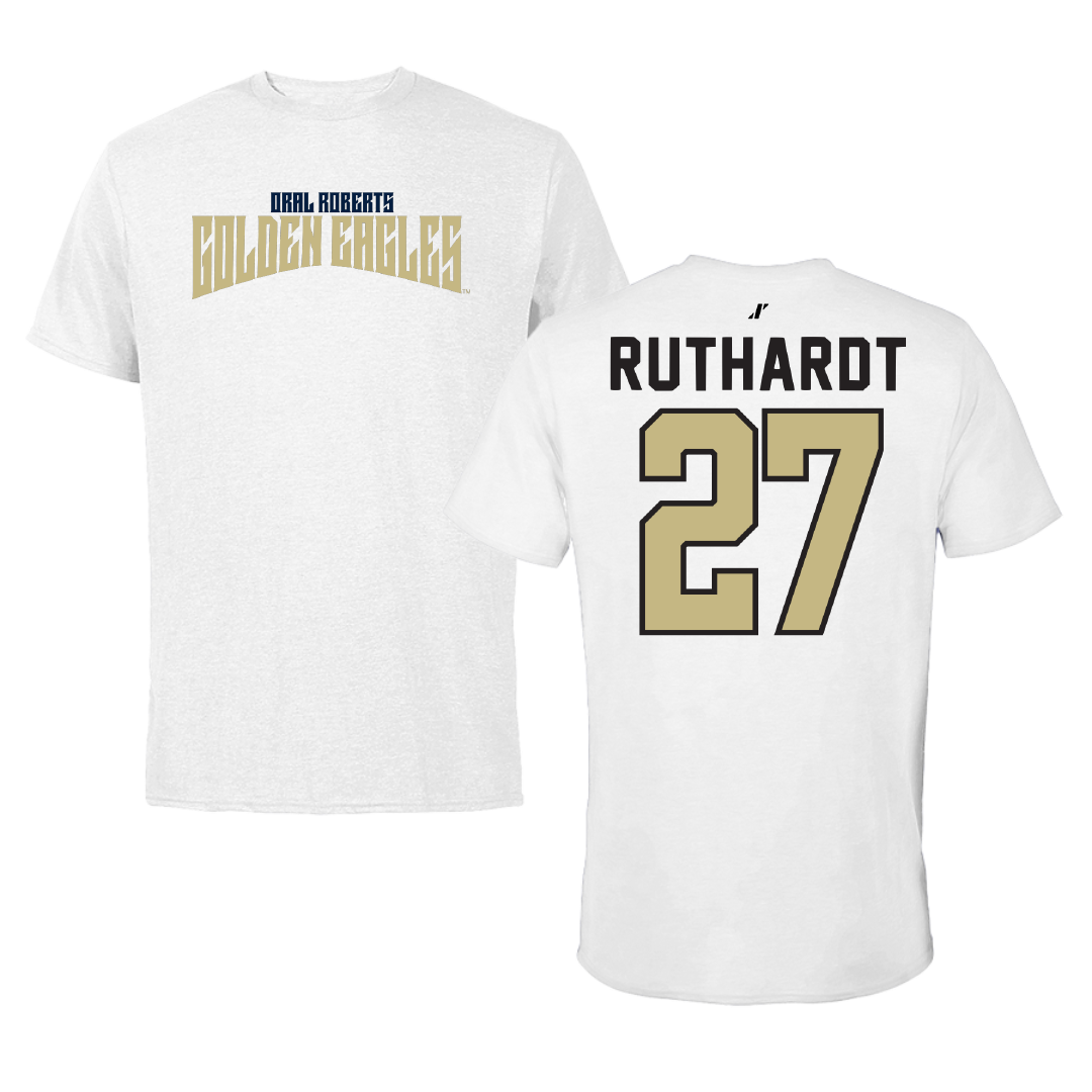 Oral Roberts University Baseball White Classic Tee - #27 Keaton Ruthardt