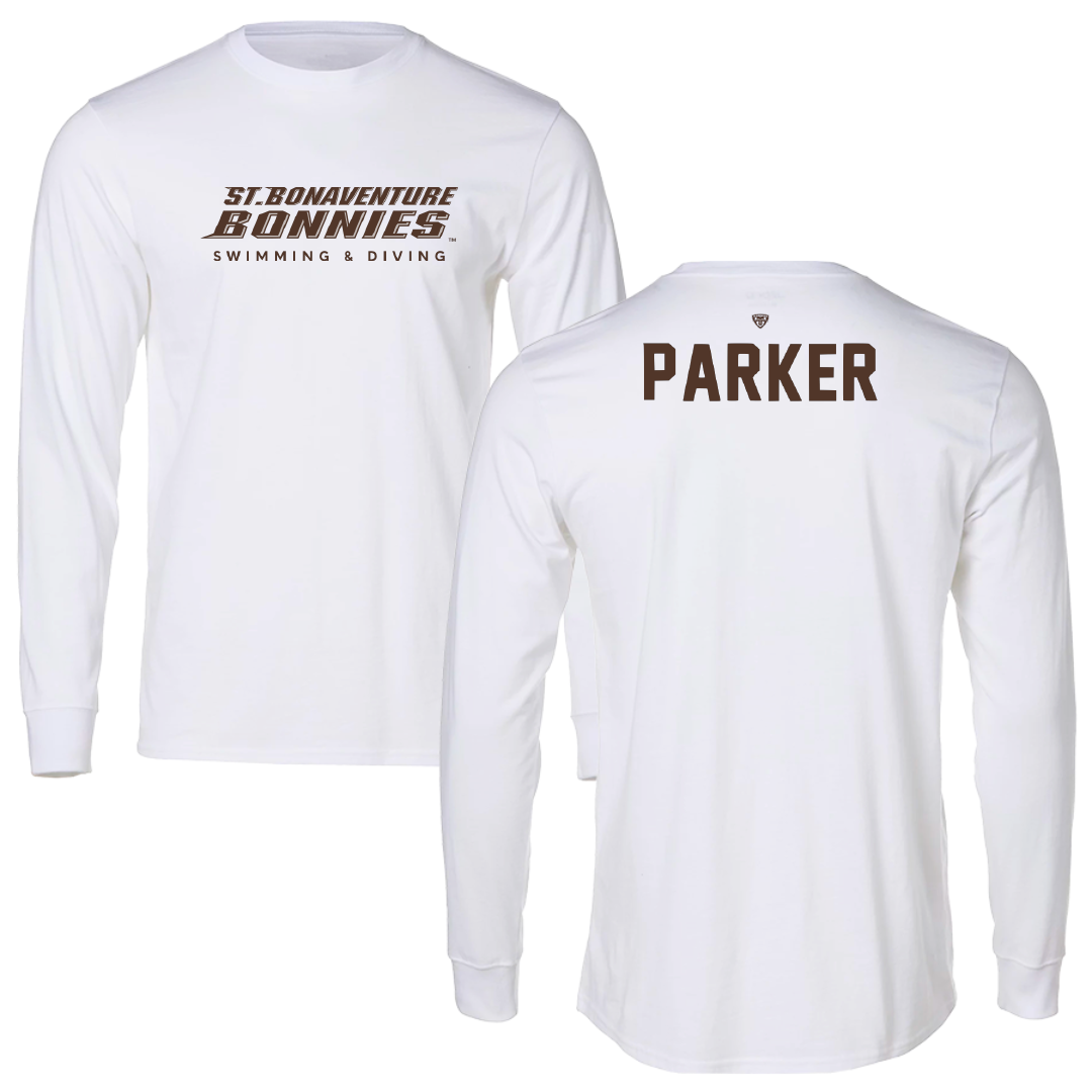 St. Bonaventure University Swimming & Diving White Performance Long Sleeve - Will Parker