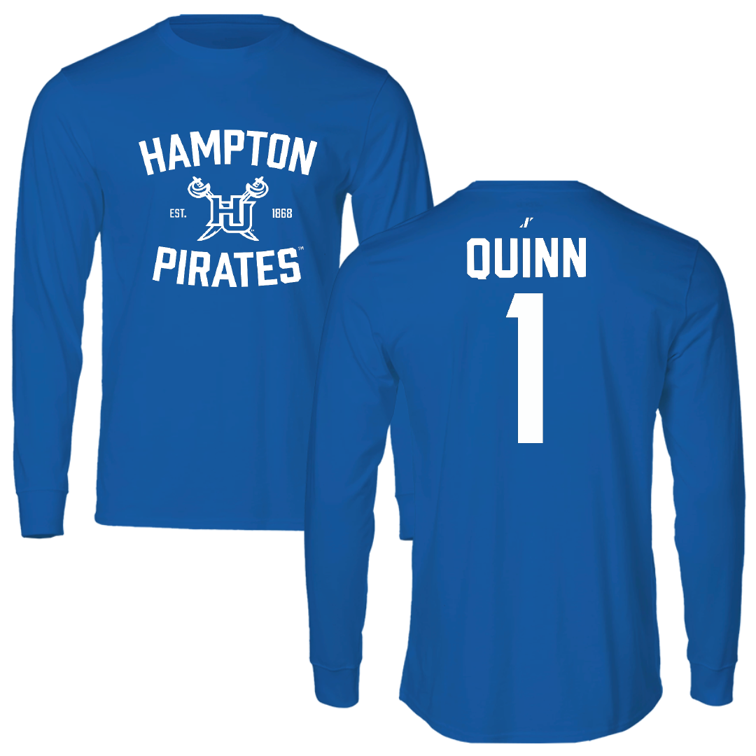 Hampton University Softball Blue General Performance Long Sleeve - #1 Kylee Quinn