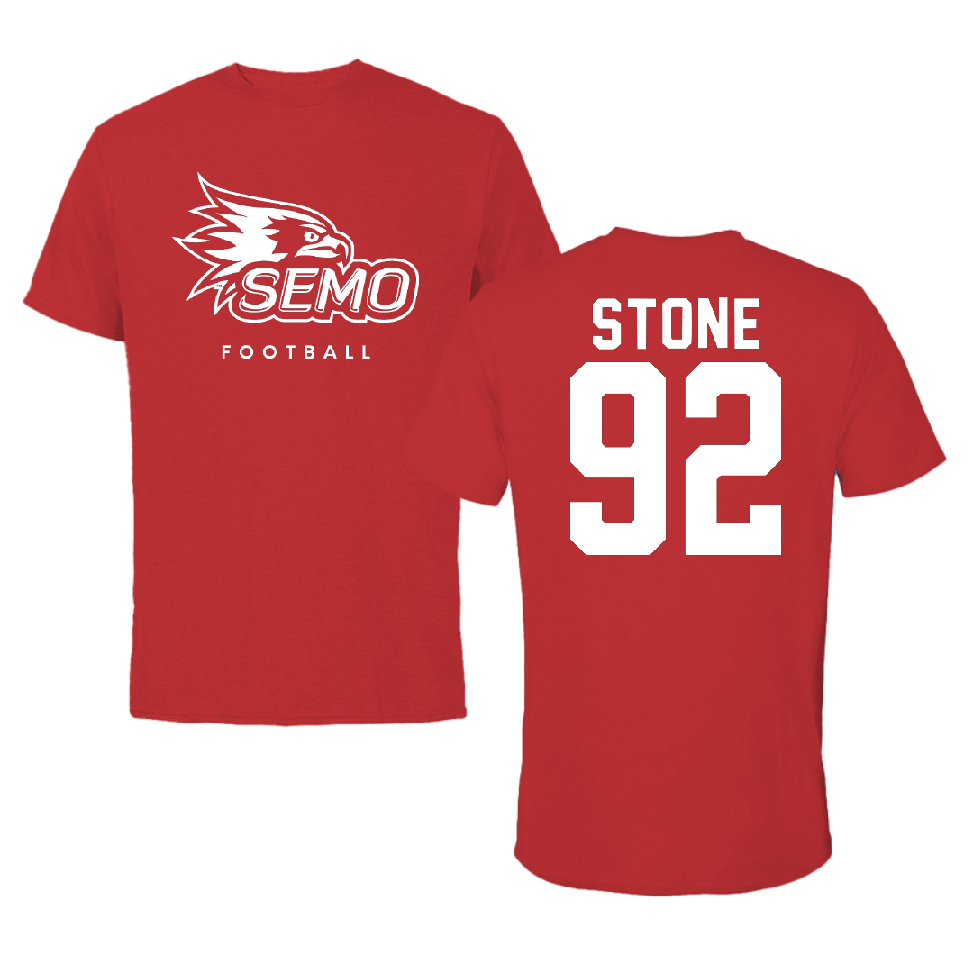 Southeast Missouri State University Football Red Performance Tee - #92 Jaylon Stone