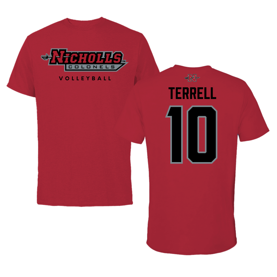 Nicholls State University Volleyball Red Performance Tee - #10 Tierney Terrell