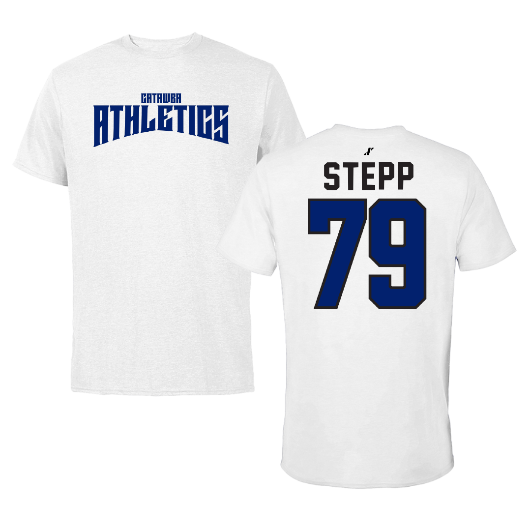 Catawba College Football White Classic Performance Tee - #79 Evan Stepp