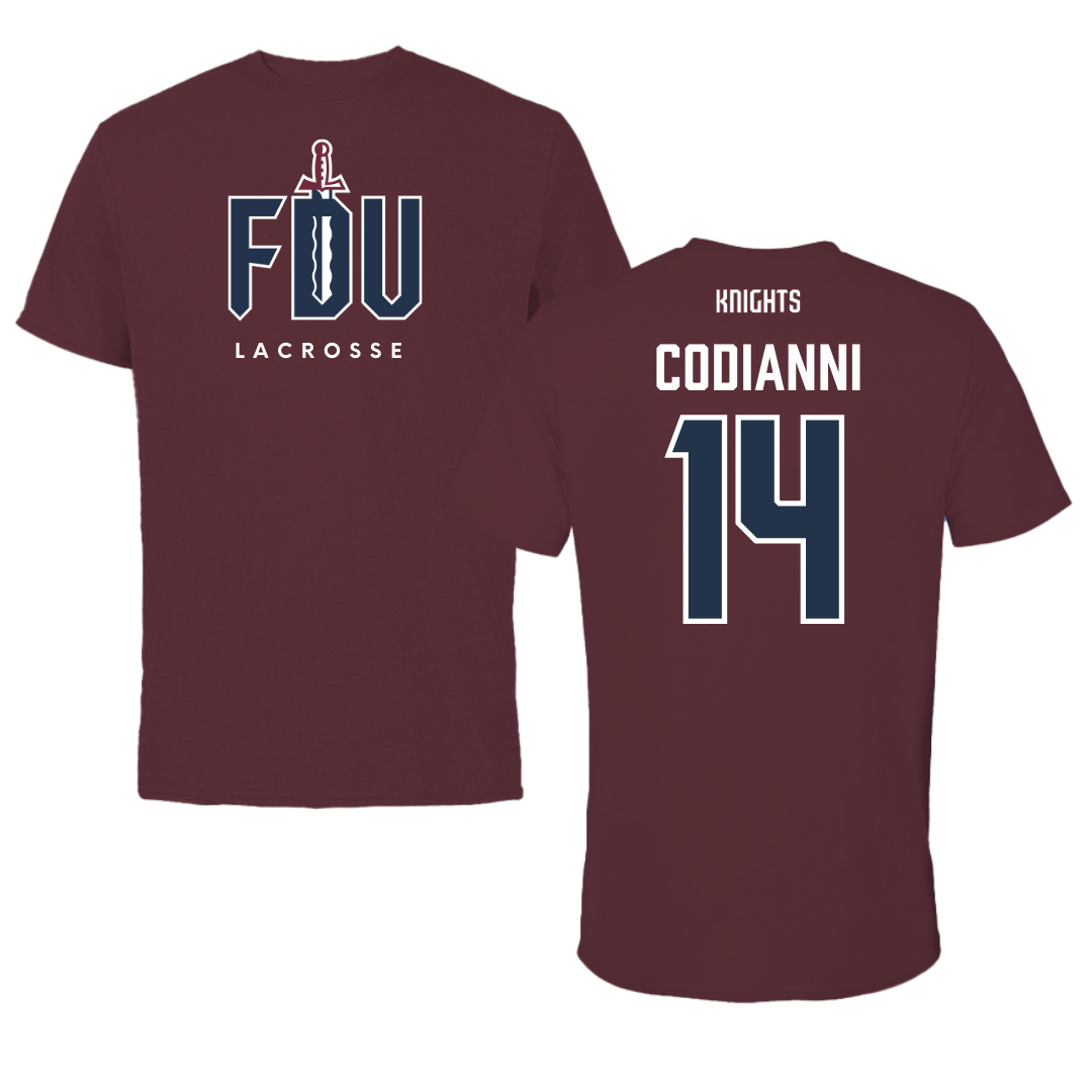 Fairleigh Dickinson University-Metropolitan Campus Lacrosse Maroon Tee - #14 Nora Codianni