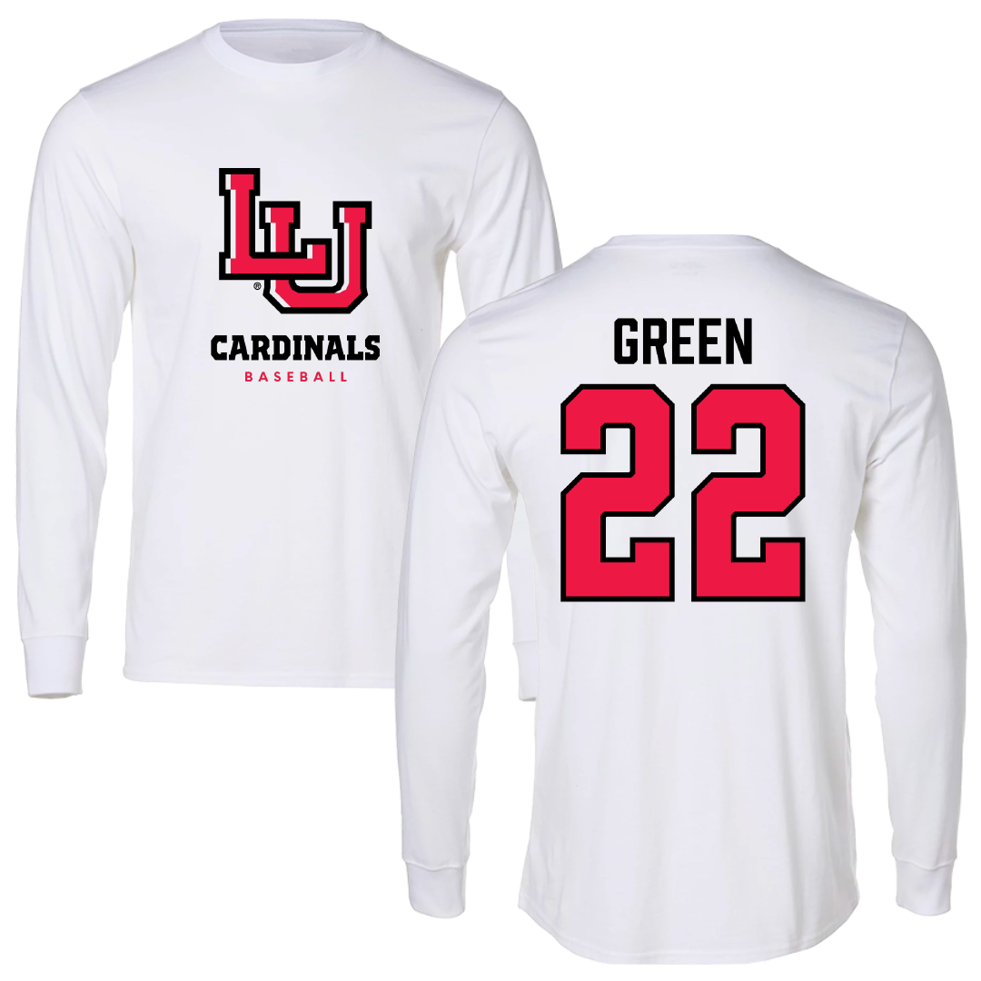 Lamar University Baseball White Performance Long Sleeve - #22 Gavin Green