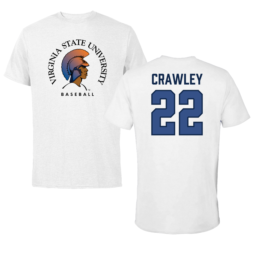Virginia State University Baseball White Performance Tee - #22 Justis Crawley