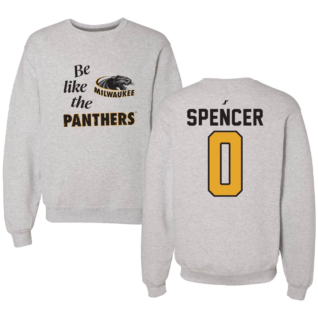 University of Wisconsin-Milwaukee Basketball Light Gray Be Like Us Crewneck - #0 Pierce Spencer
