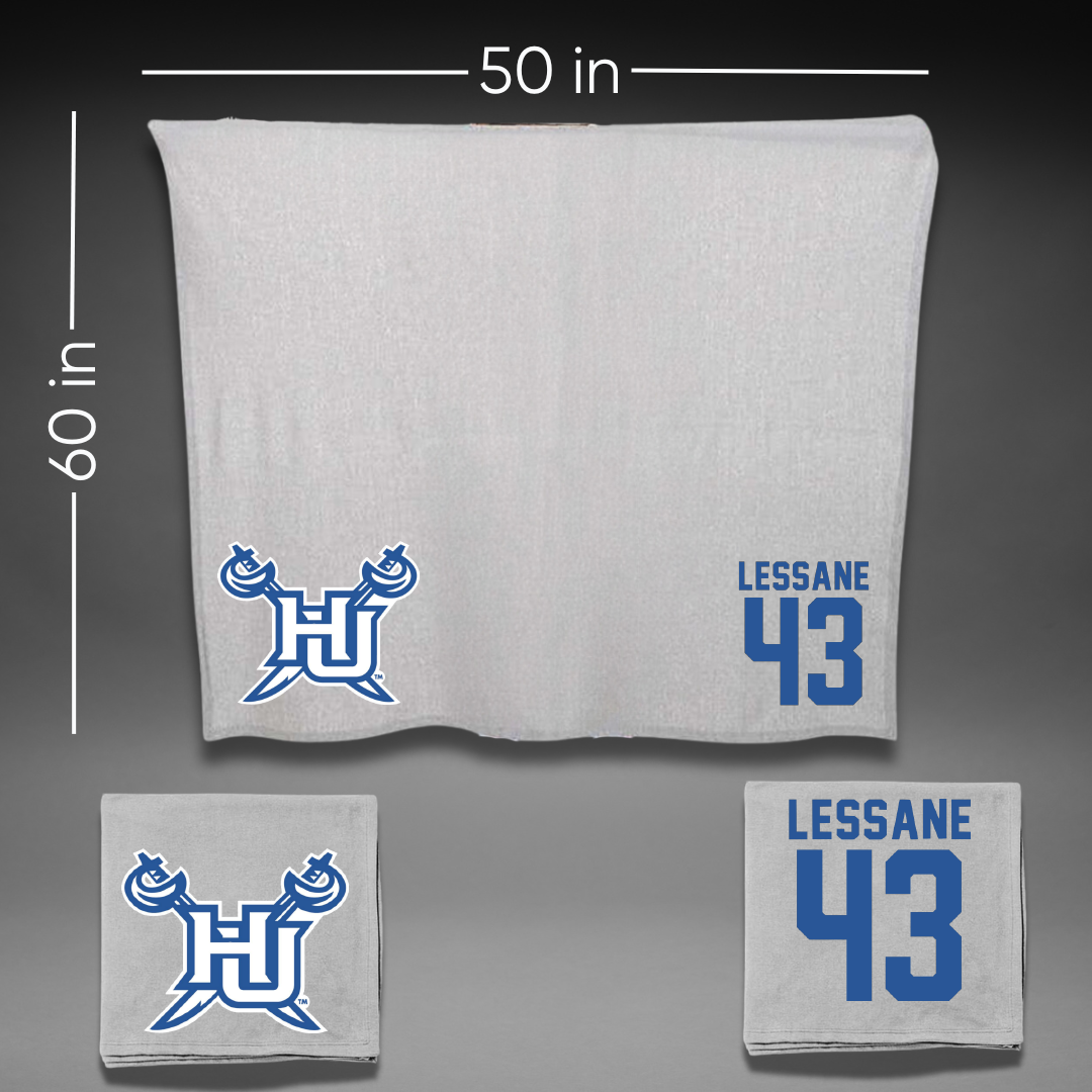 Hampton University Lacrosse Gray Blanket - #43 Braeden Lessane