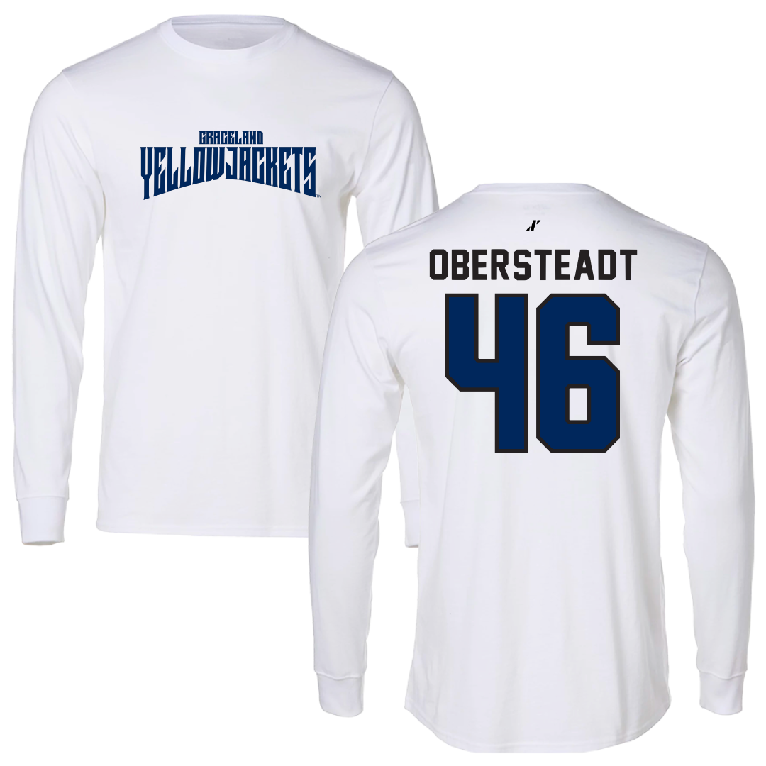 Graceland University Baseball White Classic Performance Long Sleeve - #46 Josh Obersteadt