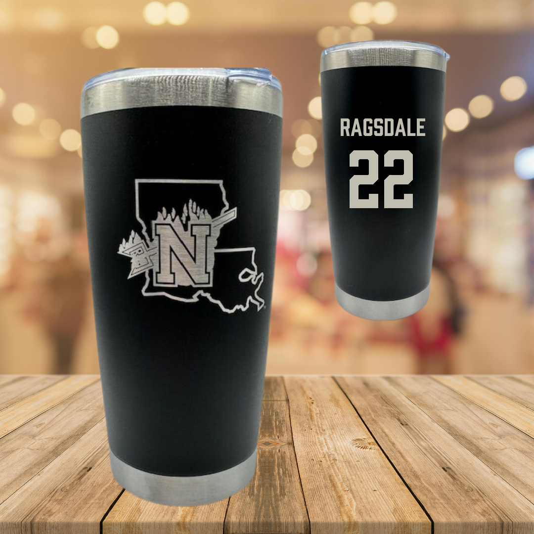 Northwestern State University Softball Black Stainless Steel Tumbler - #22 Bailie Ragsdale