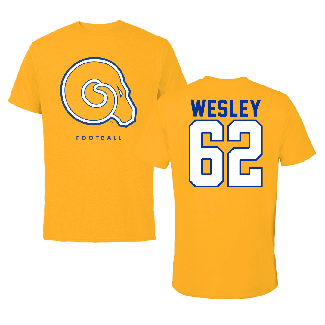 Albany State University Football Gold Tee - #62 Leon Wesley